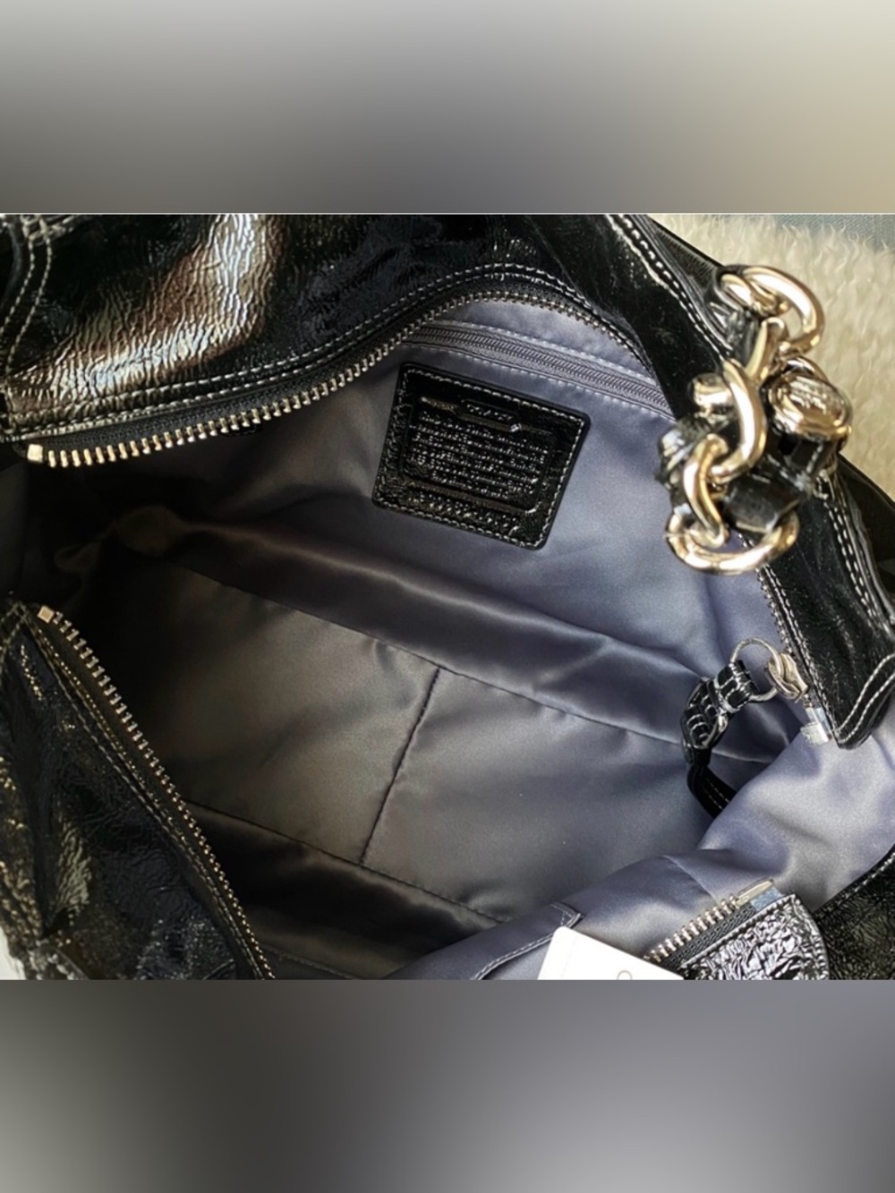 Coach Tribeca Madison Tote Jacquard/Patent Leather w/ Branded Dust Bag GUC - Picture 4 of 12